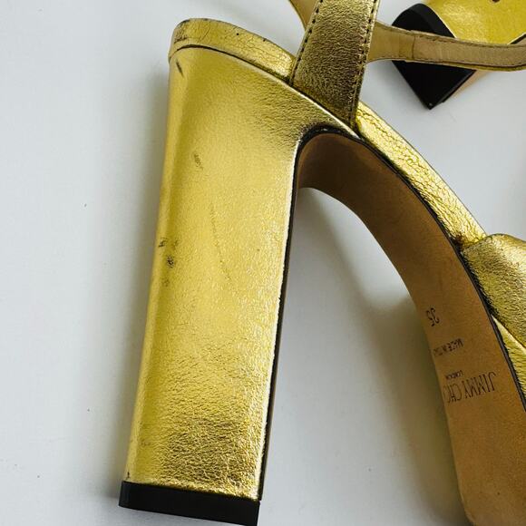 JIMMY CHOO Gold Metallic Nappa Leather Platform Sandals IT 35 ( US 5) - Picture 10 of 16